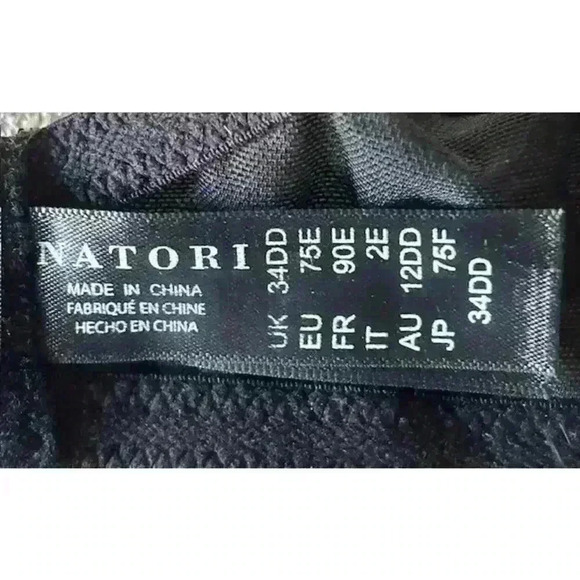 Natori Flora Contour Bra Underwire Black Nude Mesh Lace Lightly Lined, Size 34DD - Picture 4 of 4